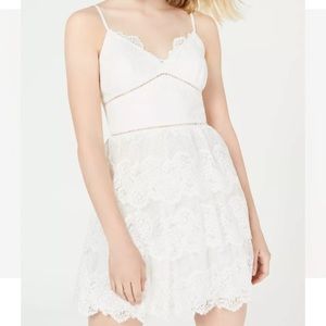 Bright White Lace A Line Dress